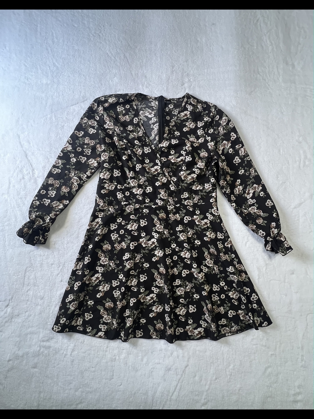 SHEIN‎ Black Floral Long Sleeve Mini Dress